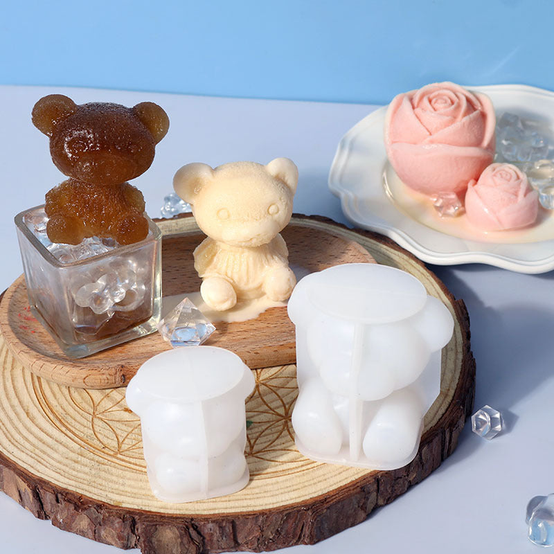 Silicone Mold Bear Shape Ice Cube Maker Chocolate Cake Mould Candy Dough Mold For Coffee Milk Tea Fondant Whiskey Ice Mold Heritage cosmetics and beauty care