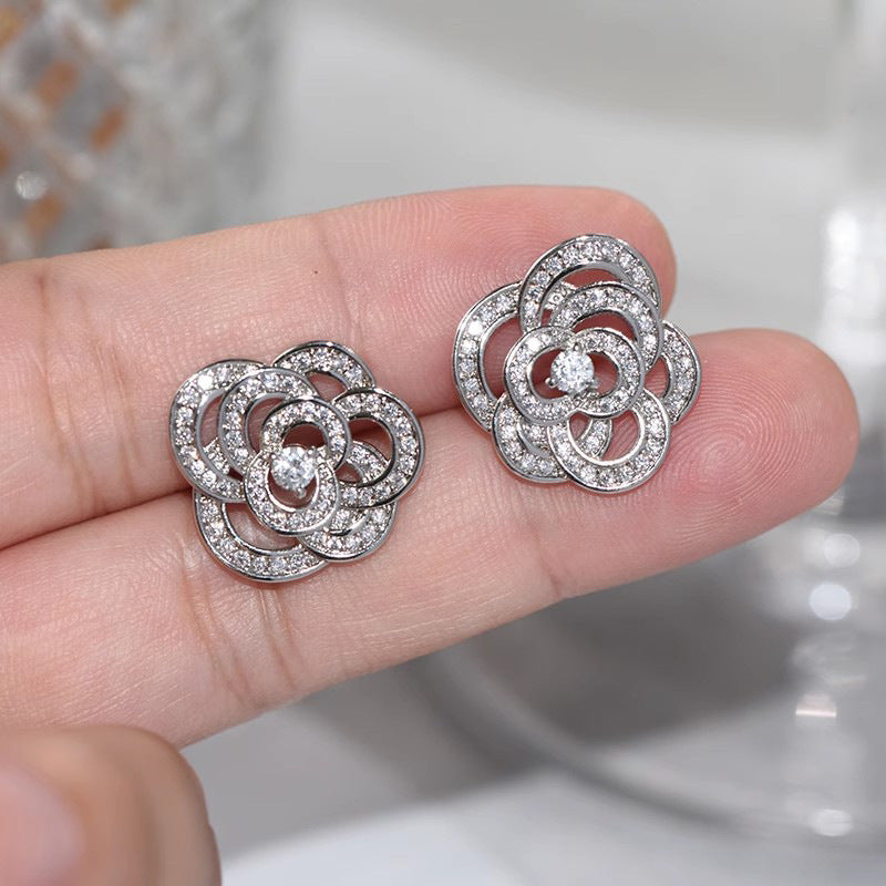 Camellia Rings Ear Studs Design Fashion Women - Heritage cosmetics and beauty care