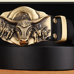 Cowhide Leather  Belt With Copper Buckle - Heritage cosmetics and beauty care