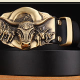 Cowhide Leather  Belt With Copper Buckle - Heritage cosmetics and beauty care