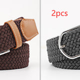 Women's Canvas Belt Student Pants Casual Stretch Braided Needle Buckle