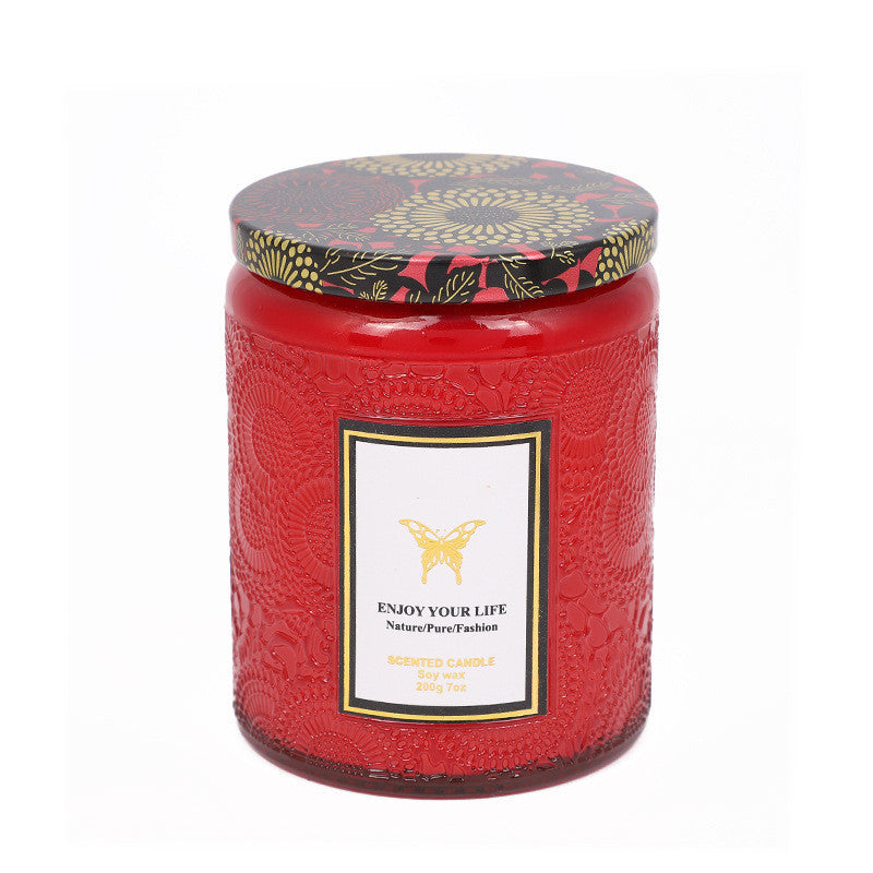 Embossed Glass Fragrance Handmade Gift Aromatherapy Soy Candles - Heritage cosmetics and beauty care