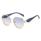 New Polygonal Sunglasses Wide Leg Metal Large Rim Sunglasses Women - Heritage cosmetics and beauty care