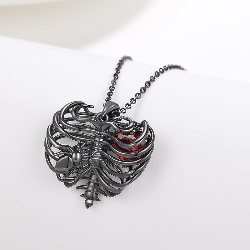 Dark Heart-shaped Spider Diamond Pendant Necklace - Heritage cosmetics and beauty care