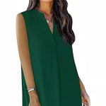 Sleeveless Elegant V-neck Loose Solid Color Dress Women - Heritage cosmetics and beauty care