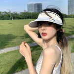 Women Summer Anti-Uv Sun Hat Wide Brim Beach Empty Top Visor Hats Adjustable Plastic Pvc Sunscreen Cap Female Outdoor Spor Cap - Heritage cosmetics and beauty care