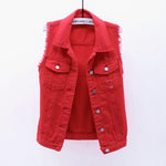 Multi-Color Selection Denim Vest Women's Slim Sleeveless Jacket - Heritage cosmetics and beauty care