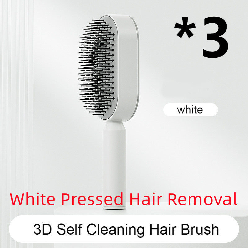 Self Cleaning Hair Brush For Women One-key Cleaning Hair Loss Airbag Massage Scalp Comb Anti-Static Hairbrush - Heritage cosmetics and beauty care