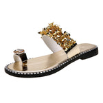 Summer Flat-heel All-over-toe Rhinestone Sandals Sandals - Heritage cosmetics and beauty care