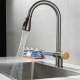 304 Stainless Steel Gun Gray Faucet Large Single Sink Kitchen Vegetable Basin Sink Suit Flying Rain Waterfall Faucet - Heritage cosmetics and beauty care