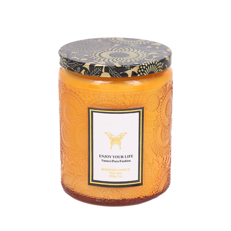 Embossed Glass Fragrance Handmade Gift Aromatherapy Soy Candles - Heritage cosmetics and beauty care