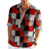 Simple Printed Stand Collar Men's Casual Shirt - Heritage cosmetics and beauty care