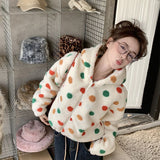 Korean-style Cute Lamb Wool Colorful Polka Dot Coat