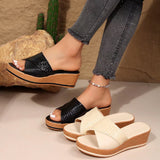 Fashion Snake-texture Wedges Sandals Summer Casual Peep-toe Thick Sole Heightening Slippers Outdoor Slides Shoes Women Heritage cosmetics and beauty care