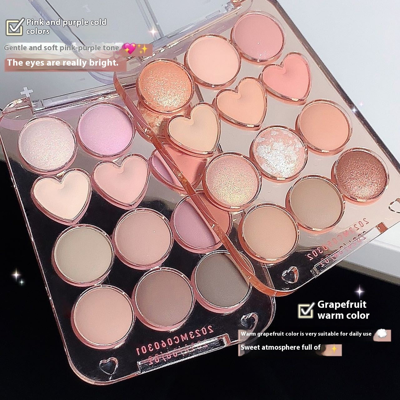 Makeup SWEET MINT Twelve-color Love Heart Eye Shadow Plate Beginner - Heritage cosmetics and beauty care