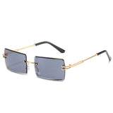 Rimless Rectangle Sunglasses Square Fashion Hip-hop Sunglasses Tide Ins Retro Street Beat Cut Edge Sunglasses - Heritage cosmetics and beauty care