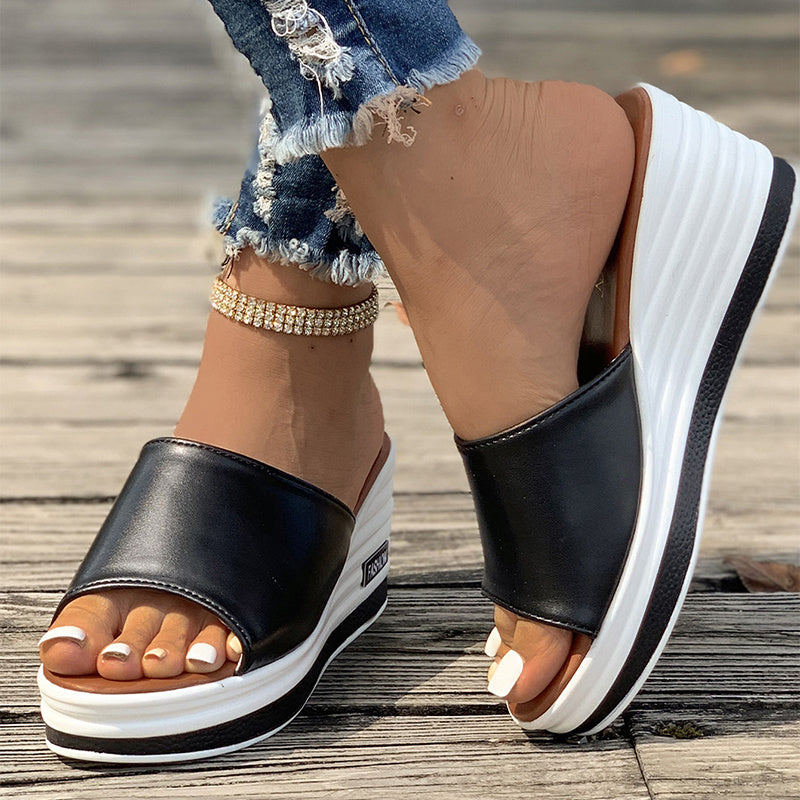 Fish Mouth Wedges Sandals Summer Fashion Hollow Design High Heels Slides Slippers Casual Beach Shoes For Women - Heritage cosmetics and beauty care