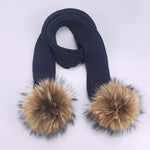 Children's Double Woolen Hats With Woolen Balls Scarf Set - Heritage cosmetics and beauty care