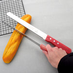 Red Wooden Handle Stainless-steel Bread Knife 10-inch Baking Cake Sliced Toast Tool Bread Saw Knife Coarse Texture Fine Teeth - Heritage cosmetics and beauty care