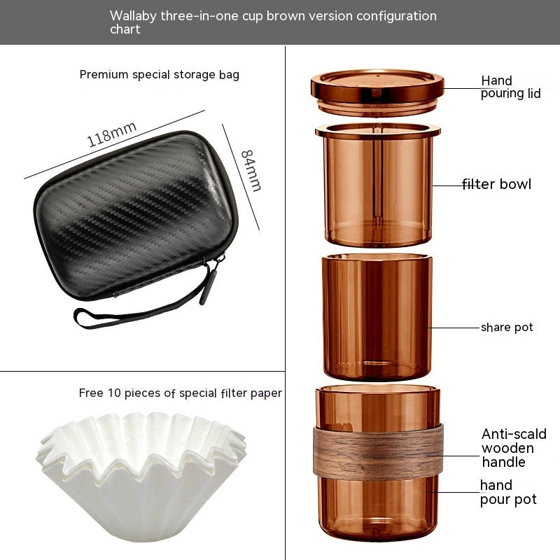 Three-in-one Hand Made Coffee Maker Suit Portable Filter Cup Heritage cosmetics and beauty care