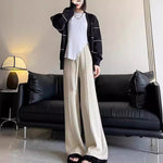 Sunken Stripe Knitted Wide Leg Women's Straight-leg Pants - Heritage cosmetics and beauty care