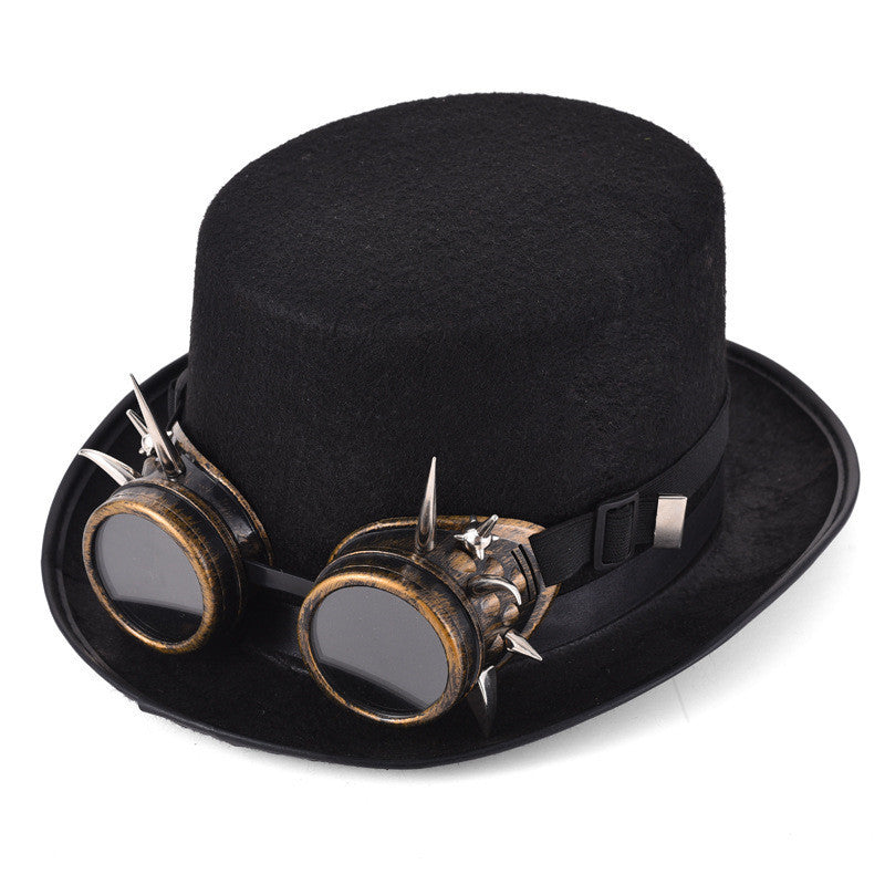 Steampunk Rivet Glasses Top Hat Goth Punk Magic Hat Retro Clothing Accessories - Heritage cosmetics and beauty care