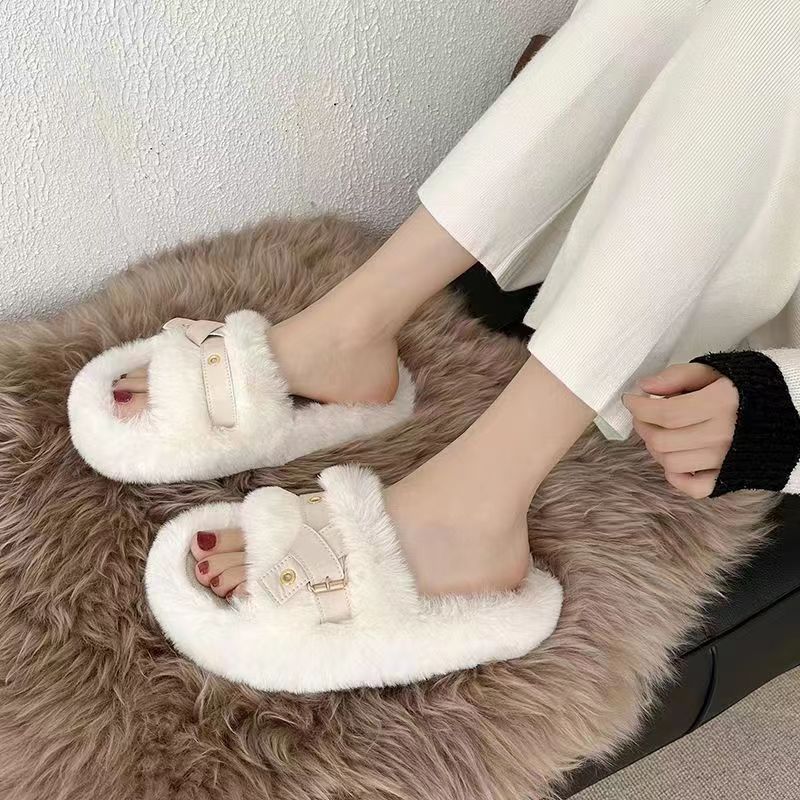 Fluffy Slippers Women's Flat Slippers - Heritage cosmetics and beauty care