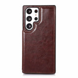 Solid Color Double Buckle Crazy Horse Pattern Leather Phone Case Heritage cosmetics and beauty care