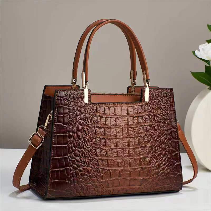 Women's Fashion Casual Crocodile Pattern Large Capacity Handbag Heritage cosmetics and beauty care