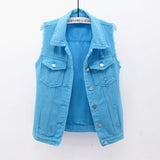 Multi-Color Selection Denim Vest Women's Slim Sleeveless Jacket - Heritage cosmetics and beauty care