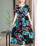 Casual Extra Large Size Cotton Silk Mother Loose Dress Women - Heritage cosmetics and beauty care