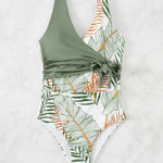 Women's Minimalist Printed Cross Strap Swimsuit - Heritage cosmetics and beauty care