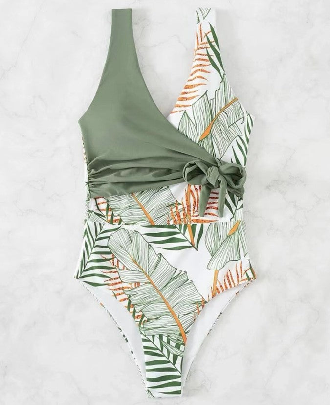 Women's Minimalist Printed Cross Strap Swimsuit - Heritage cosmetics and beauty care