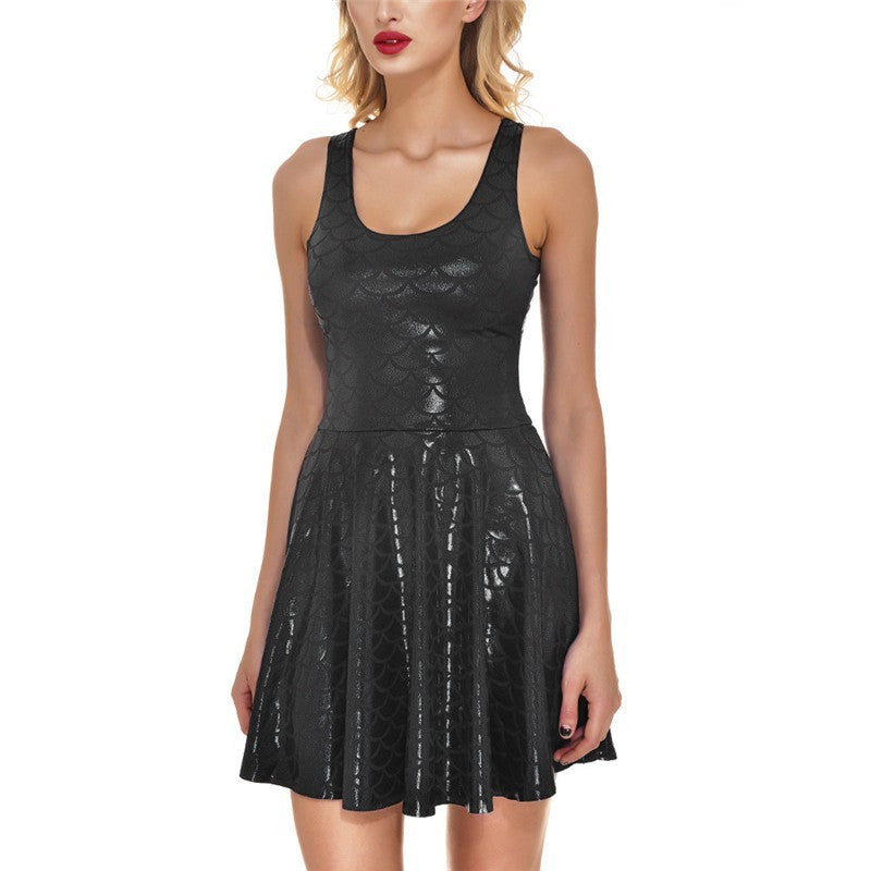 Women's Shiny Mermaid Sleeveless Short Tank Dresses Heritage cosmetics and beauty care