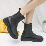 Spring And Autumn Single With Front Zipper French Short Boots