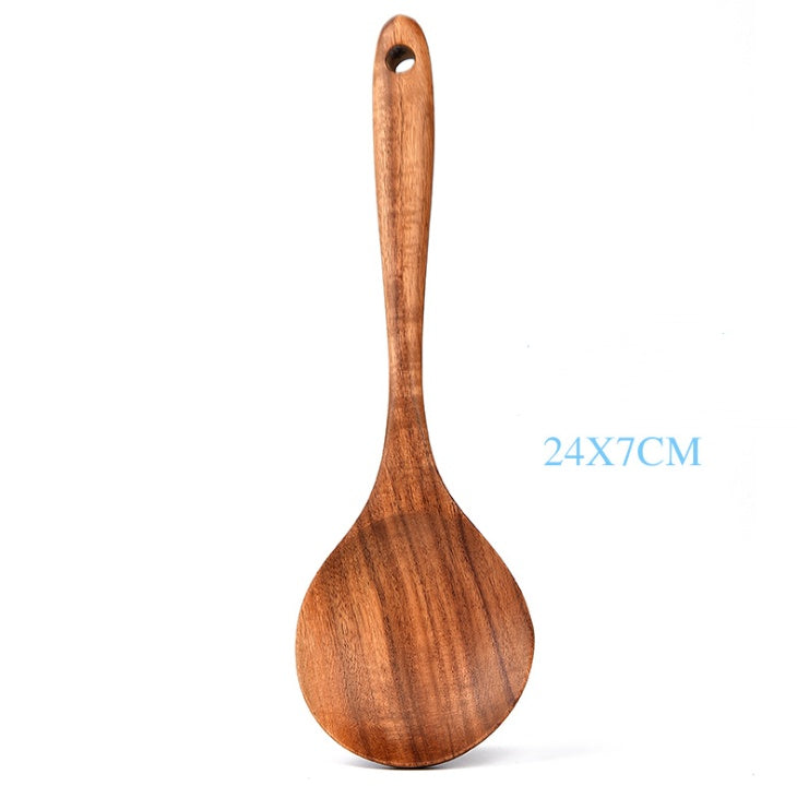 Teak Natural Wood Tableware Spoon Ladle Turner Rice Colander Soup Skimmer Cooking Tool Sets Spoon Scoop Kitchen Tools Gadgets - Heritage cosmetics and beauty care