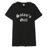 Satan's Girl Letter Print Men's and Women's T-Shirts Heritage cosmetics and beauty care