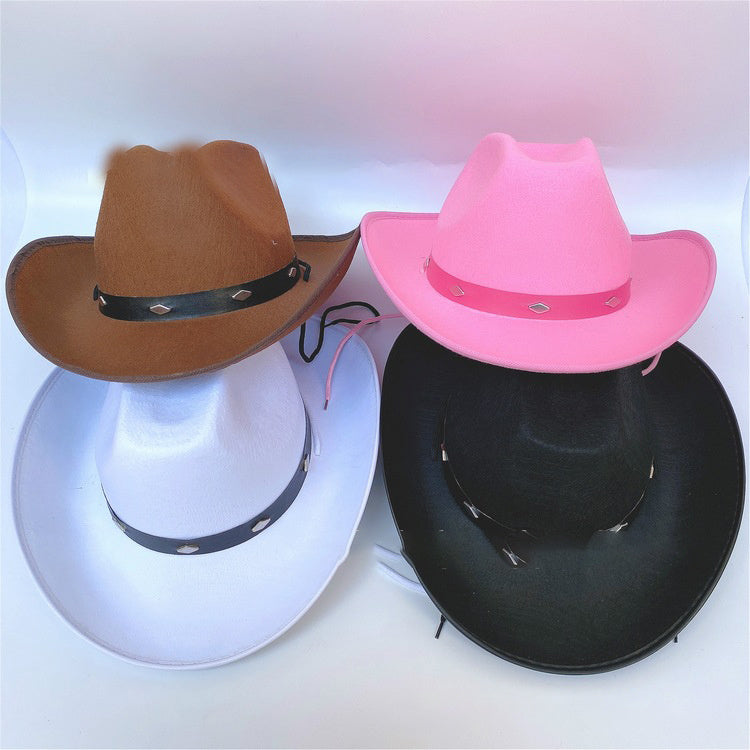 Western Five Nail Cowboy Hat One-time Forming Big Edge Children's Polyester Felt Hat - Heritage cosmetics and beauty care