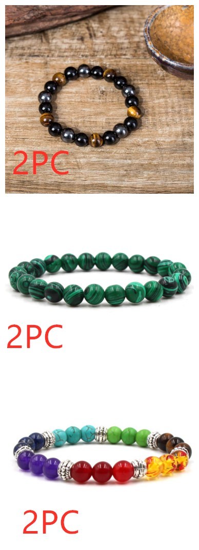 Classic Black Matte Green Malachite Bracelets Suitable Women Men Elastic Strand Jewelry - Heritage cosmetics and beauty care