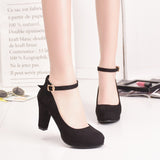 Block heel suede high heels - Heritage cosmetics and beauty care