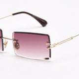 Rimless Rectangle Sunglasses Square Fashion Hip-hop Sunglasses Tide Ins Retro Street Beat Cut Edge Sunglasses - Heritage cosmetics and beauty care