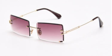 Rimless Rectangle Sunglasses Square Fashion Hip-hop Sunglasses Tide Ins Retro Street Beat Cut Edge Sunglasses - Heritage cosmetics and beauty care