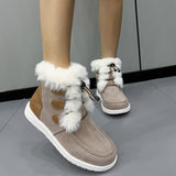 Fashion Suede Fleece Snow Boots Winter Warm Plush Round Toe Cotton Shoes Versatile Simple Short Boot For Women