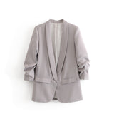 Buttonless pleated sleeve blazer - Heritage cosmetics and beauty care