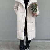 Fashion Large Lapel Long Coat Winter Warm Cotton Jacket With Pockets And Lace-up Design Casual Solid Color Thick Coat For Women Outwear Clothing