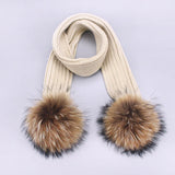 Children's Double Woolen Hats With Woolen Balls Scarf Set - Heritage cosmetics and beauty care