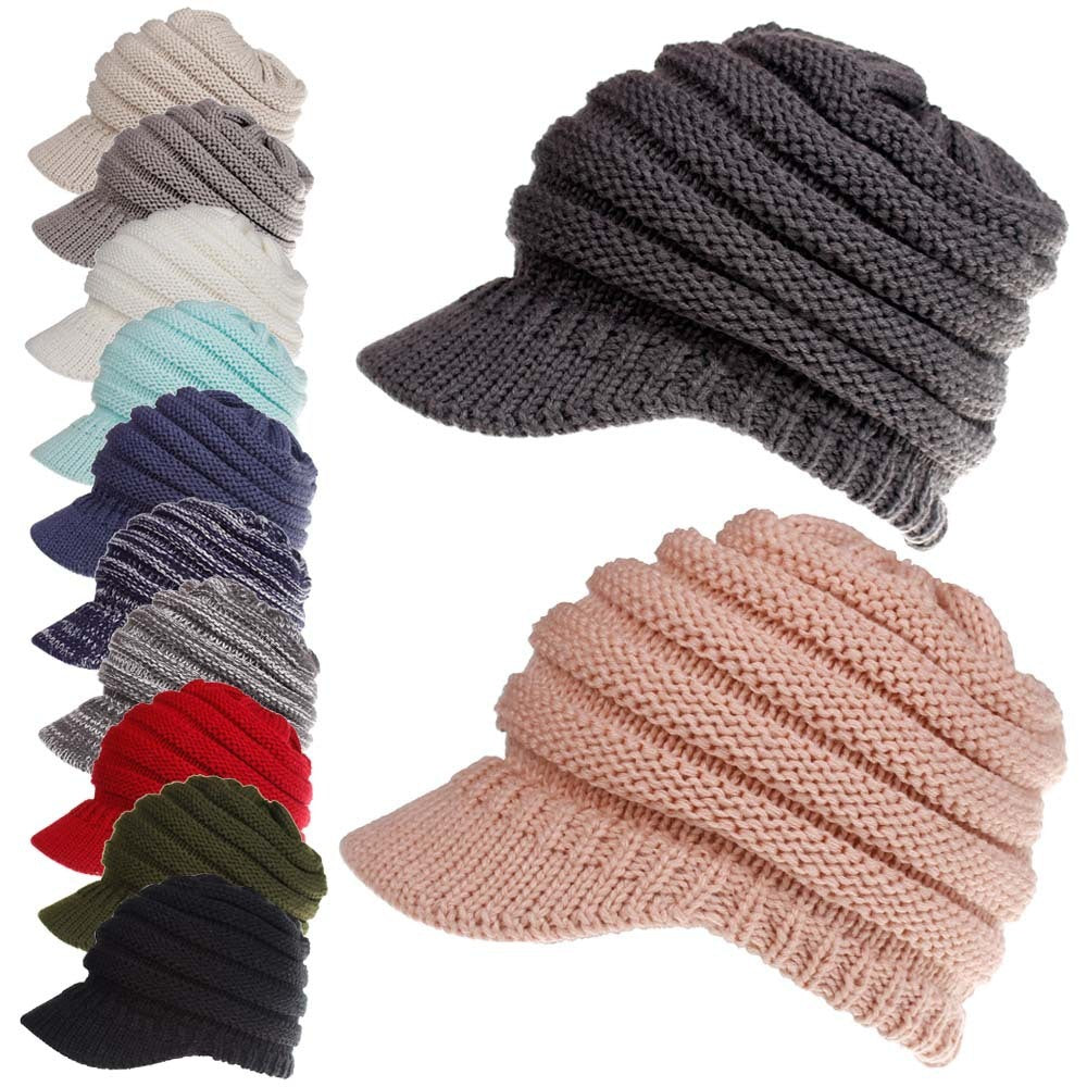 Women Ponytail Beanies Autumn Winter Hats Female Soft Knitting Caps Warm Ladies Skullies - Heritage cosmetics and beauty care