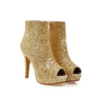 Sequined cloth fish mouth high heels - Heritage cosmetics and beauty care