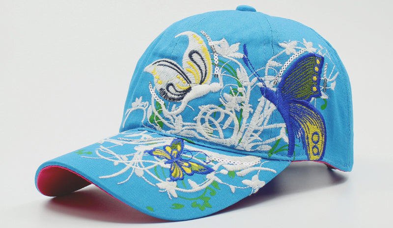 Korean Version Embroidered Baseball Butterfly Embroidery Duck Tongue Print Tide Hat Hat Women Hat Wholesale Sunscreen Hats - Heritage cosmetics and beauty care