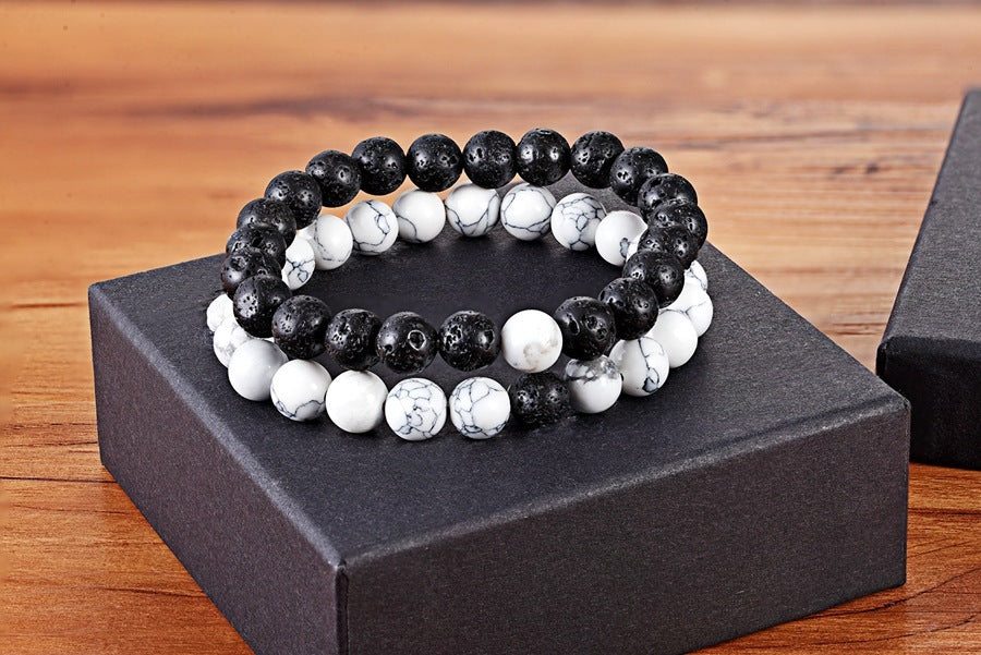 A Set Of Couple Bracelets Natural Stone Yoga Beaded Bracelets - Heritage cosmetics and beauty care